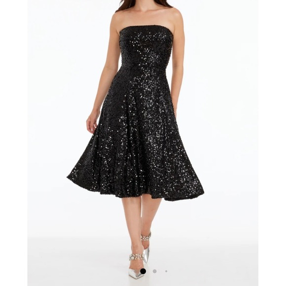 Dress The Population Black Sequin Dress Cocktail Christmas Party Size S NWT - Picture 4 of 10